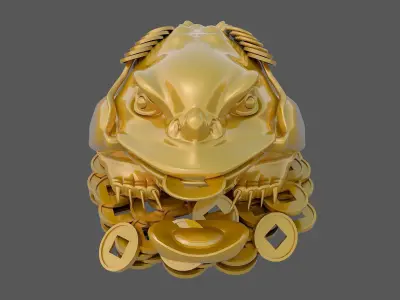 Sculpture-003 gold frog 3D model