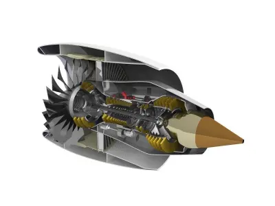 Turbofan cutaway 3D model