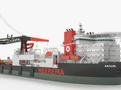 Heerema Aegir Ship Crane Vessel 3d Model 3D model