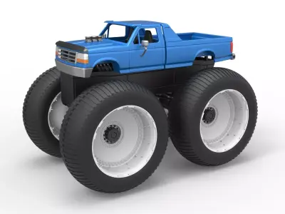 Vintage Monster Truck Scale 1 to 25 3D print model get