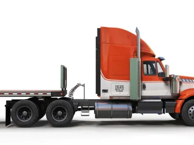 International LoneStar flatbed trailer truck Low-poly 3D model