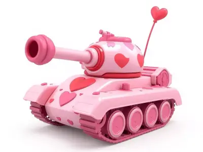 Stylized Valentine  Battle Tank 3D Model Low-poly 3D model
