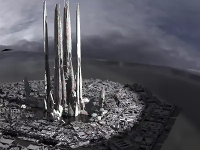 Sci Fi Energy 3  reactor towers 3D model
