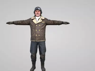 vintage airplane pilot 3D model Low-poly 3D model
