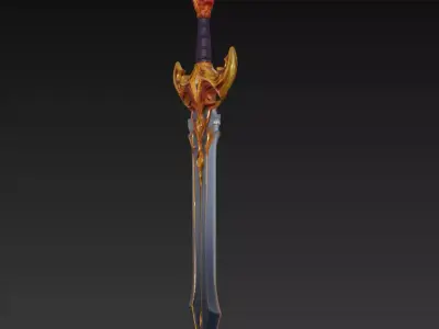 Epic Stylized Fantasy Sword 3D Model - Ornamental Heroic Blade Free 3D model