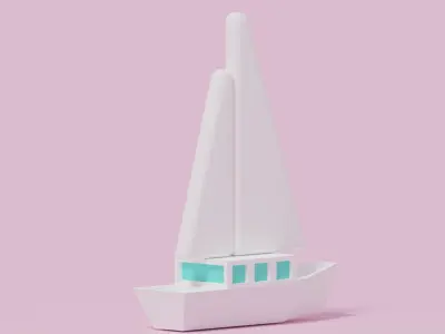 Cartoon Sailing Yacht Low-poly 3D model