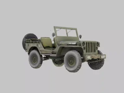 Vintage Military Jeep Low-poly 3D model