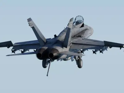 F-18 Hornet Fully-Rigged Animated Game Ready With Weapons Low-poly 3D model