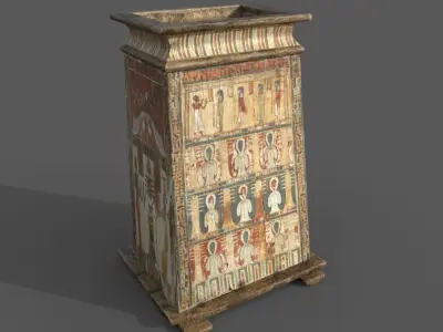  Egyptian Wooden Shabti Box Low-poly 3D model