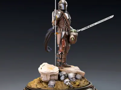 The Mandalorian 2 statue of star wars character 3D print model purchase