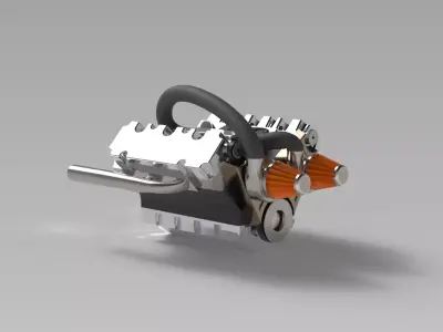 V6 Engine Mechanical Assembly - SolidWorks STEP STL 3D model