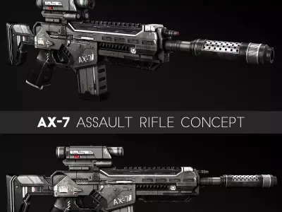 gun assault for 3dsmax and vray 3D model