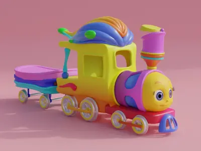 Cartoon Toy Train Low-poly 3D model