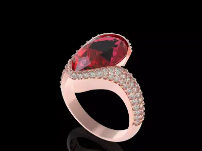 Pretty Pear Diamond Ring 3D print model