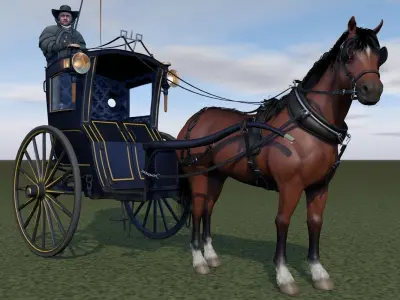 London cab cabman horse 3D model