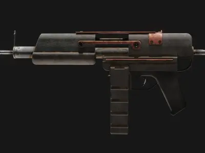 Gun - Weapon - Apocalyptic - SMG - Rifle - Rust - Old Low-poly 3D model purchase