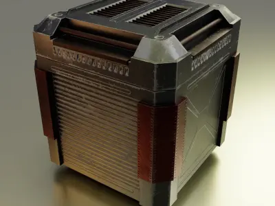 Metallic SCI-FI Box - 3 colors Low-poly 3D model