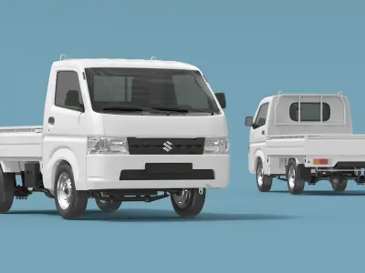 White Carry Truck by Suzuki Simplified 3D model