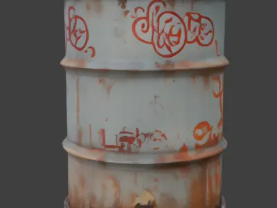Rusty Metal Barrel Game-Ready 3D Model with PBR Textures Low-poly 3D model