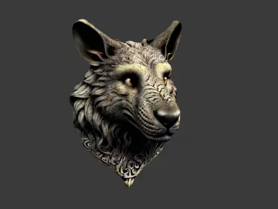 Animal Head Low-poly 3D model 6
