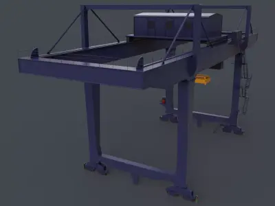 PBR Rail Mounted Gantry Crane RMG V2 - Blue Dark Low-poly 3D model