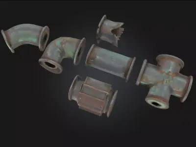 Industrial Pipe Components Modular Pipe System 3D model