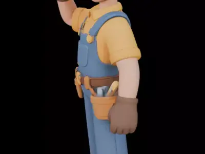 Construction Worker Cartoon Builder 3D model