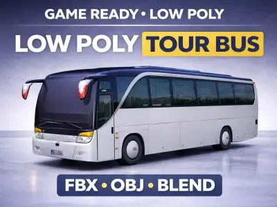 City Bus Coach  3D Model  Game-Ready Vehicle Low-poly 3D model