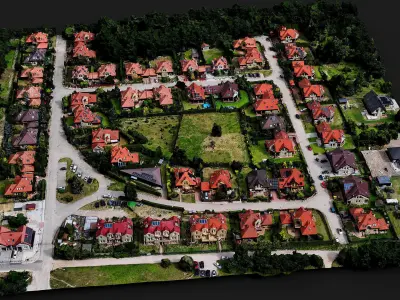 small town buildings area drone PBR photogrammetry FREE Free low-poly 3D model