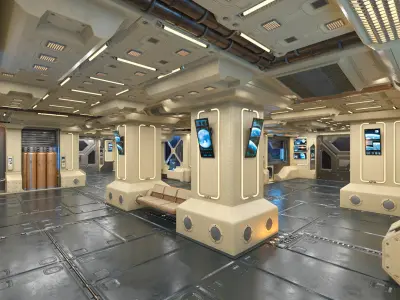 Sci-fi Interior Space Station Transit Zone PBR 3D model
