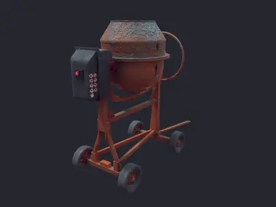 Concrete Mixer Low-poly 3D model 2