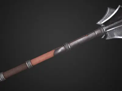 Medieval mace Low-poly 3D model 10