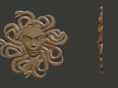 medusagirl medusa head with snakes 3D print model