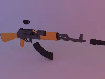 Low poly pack guns Animated - AK-47 - M16 - AR15 -UZI- 3D model  Low-poly 3D model