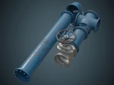 Industrial Pipes 6B Low-poly 3D model