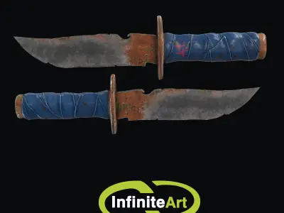 Combat knife 3D model 5
