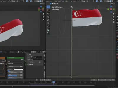Animated Singapore Flags 3D model