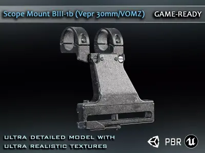 Scope Mount Vepr - Game Ready bracket PBR Model Low-poly 3D model