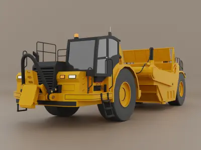 Tractor Scraper - Heavy Vehicle Low-poly 3D model