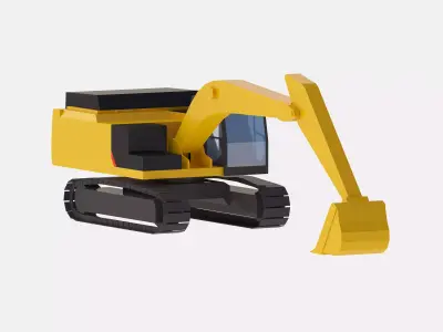 Excavator Construction 349E L Simplified Low-poly 3D model