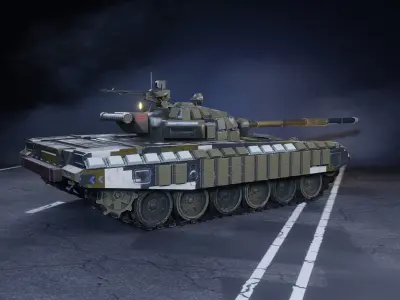 Ukrainian Tank T-72 in Pixel Camo - Game-ready Low-poly 3D model
