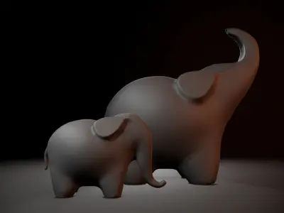 low poly Elephant sculpture 3D model
