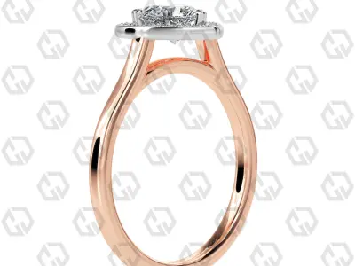 Ring 184 Heart Shape Cathedral Halo with Gems 3D print model