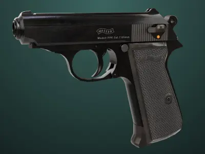 Pistol 05 Black Generic All PBR Unity UE Textures Included Low-poly 3D model