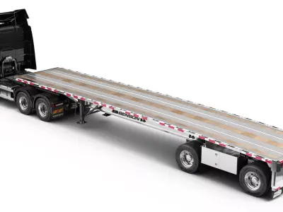 Volvo FH 6X4 With Flatbed Trailer 3D model