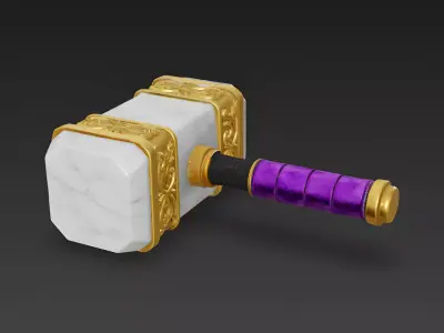 The Sovereign Smasher Royal Gilded Sledgehammer 3D Model Low-poly 3D model