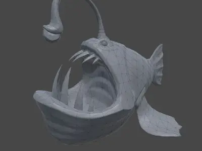 Stylized Anglerfish Statue Low-poly 3D model