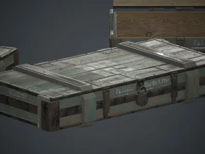 Old Wooden Weapon Case 1 PBR Game Ready Low-poly 3D model