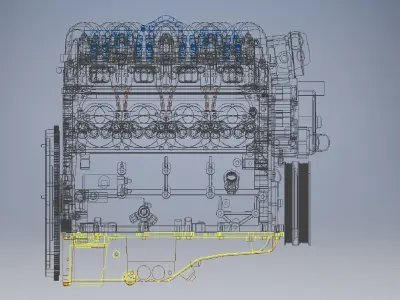 V8 cylinder engine 3D model