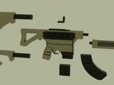 Low Poly Rifle Asset Pack Now Low-poly 3D model